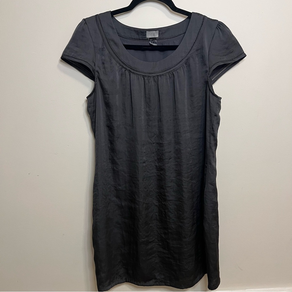H&M Charcoal Silky Dress Boho Minimalist Lightweight Spring Beach Date Night